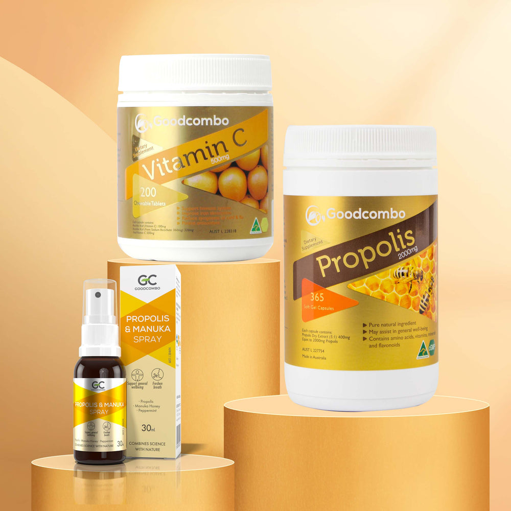 Good 'Combo' Propolis 2000mg, Propolis Spray & Vitamin C Trio Set